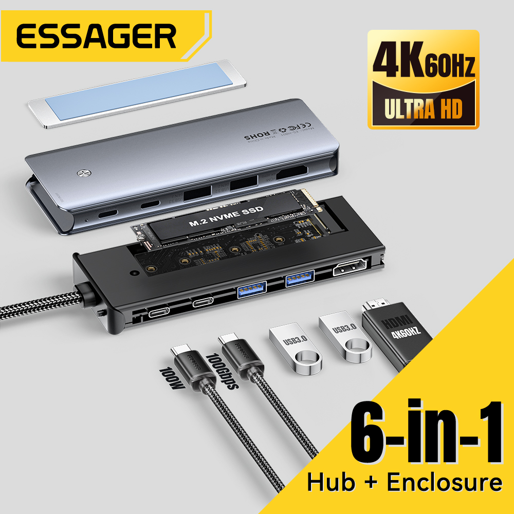 Usb Hub Type C - Essager USB C Hub con carcasa
